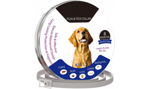 Collare Naturale per Cani Anti-pulci e Zecche Collare naturale antipulci e zecche per cani, 8 mesi di protezione contro pulci e zecche, impermeabile e durevole.
