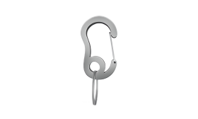 Moschettone Lusso Gancio a scatto carabiner argentato con piccolo anello diviso, 13x22mm, per fissare medagliette ai collari.