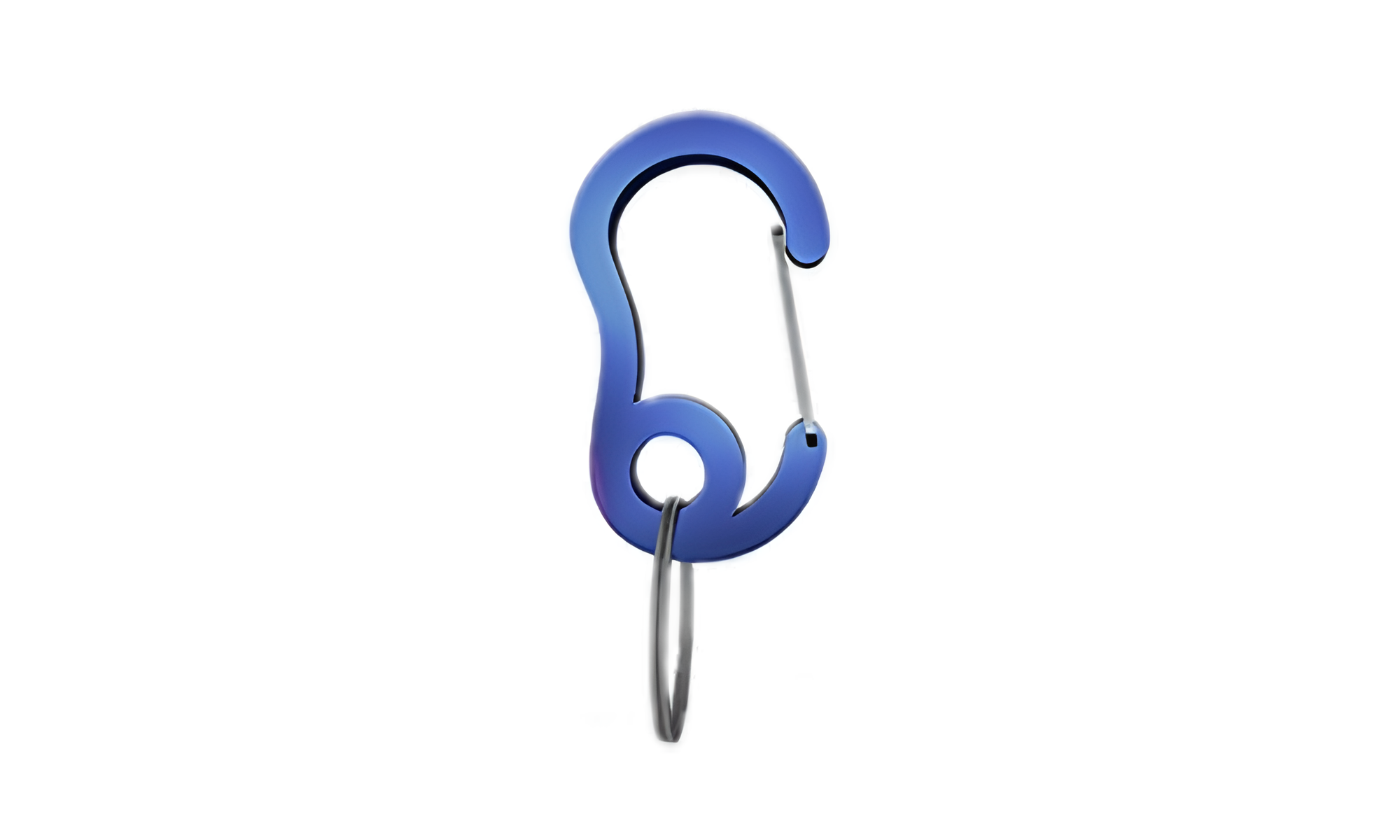 Moschettone Lusso Gancio a scatto carabiner blu con piccolo anello diviso, 13x22mm, per fissare medagliette ai collari.