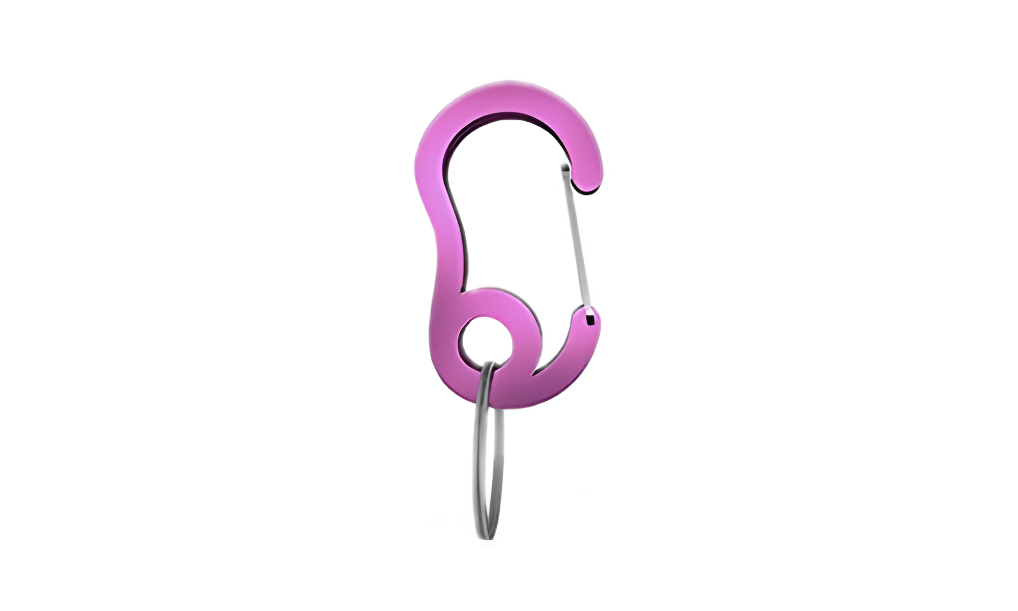 Moschettone Lusso Gancio a scatto carabiner rosa con piccolo anello diviso, 13x22mm, per fissare medagliette ai collari.