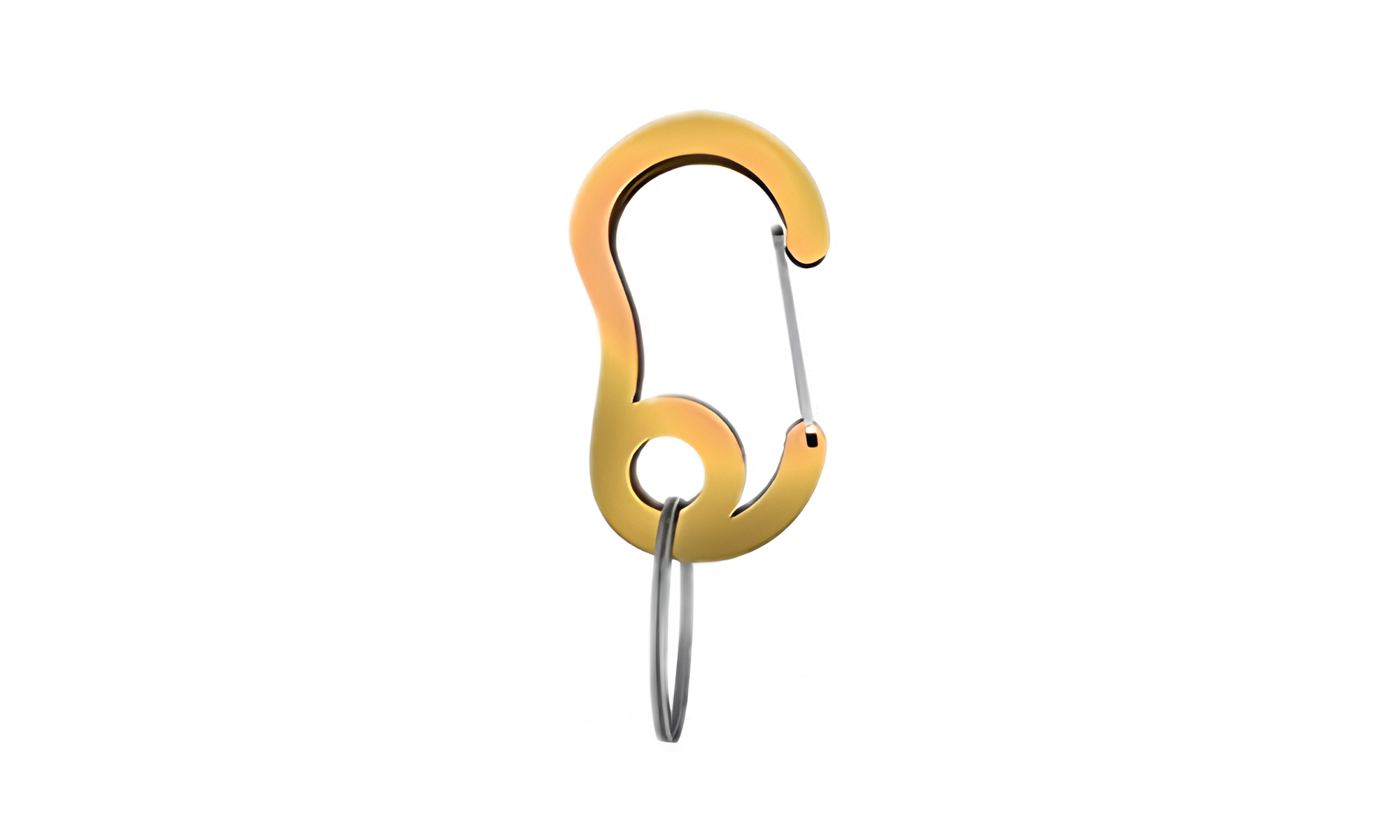 Moschettone Lusso Gancio a scatto carabiner giallo con piccolo anello diviso, 13x22mm, per fissare medagliette ai collari.