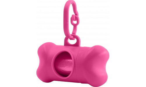 Distributore Bustine Bisogni per Cane Distributore di sacchetti per escrementi cane a forma di osso rosa, si attacca facilmente ai guinzagli per un accesso rapido.
