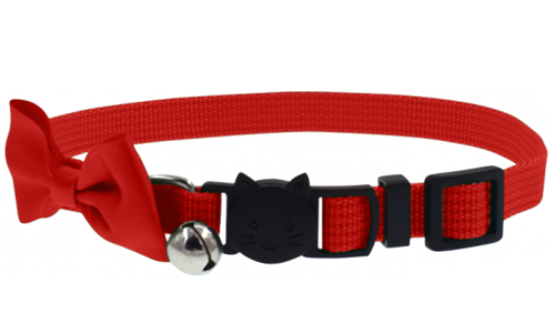 Collare per gatto rosso con fiocco elegante, fibbia di sicurezza, regolabile, leggero e con campanellino per sicurezza.