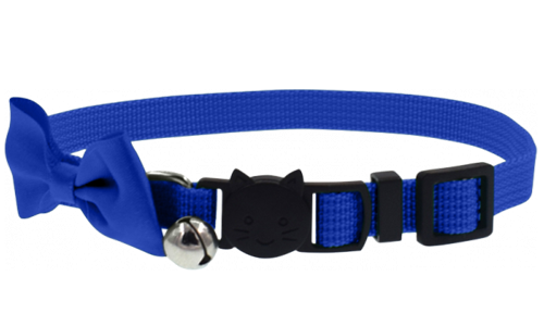 Collare per gatto blu con fiocco elegante, fibbia di sicurezza, regolabile, leggero e con campanellino per sicurezza.