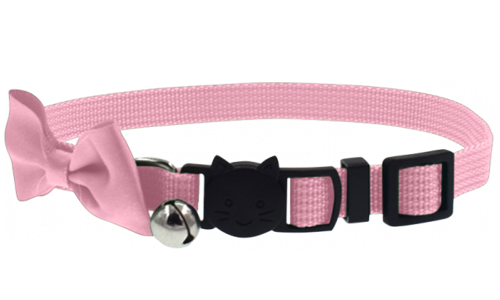 Collare per gatto rosa con fiocco elegante, fibbia di sicurezza, regolabile, leggero e con campanellino per sicurezza.