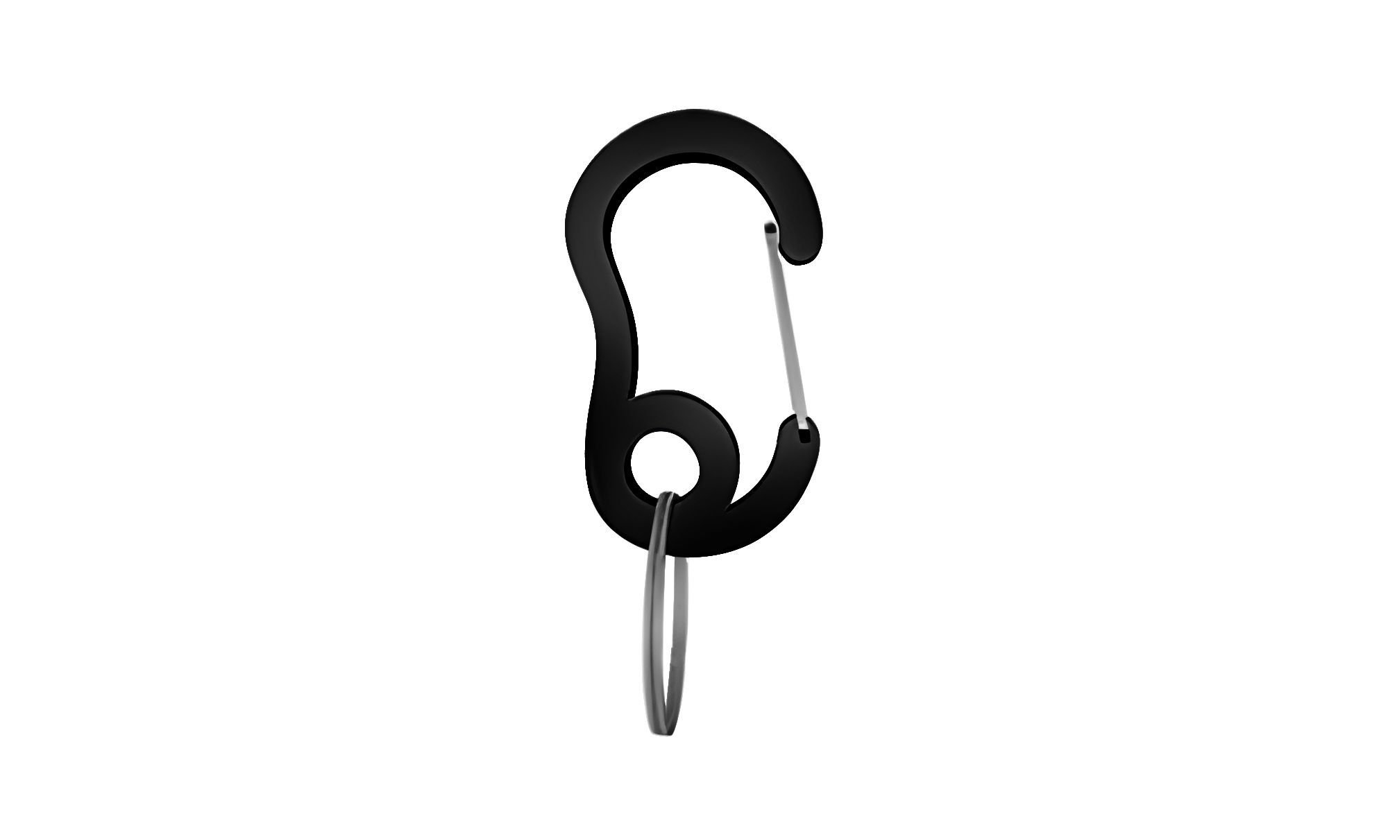 Moschettone Lusso Gancio a scatto carabiner nero con piccolo anello diviso, 13x22mm, per fissare medagliette ai collari.