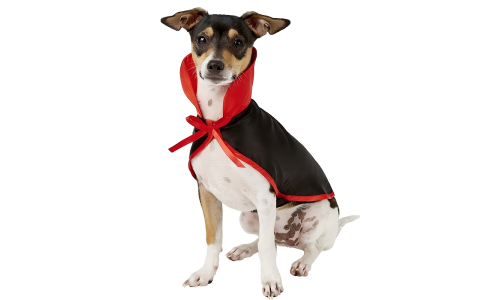 Costume da vampiro per cane in nero e rosso con colletto alto e papillon, set 2-in-1, leggero, resistente e regolabile.