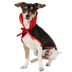 Costume da vampiro per cane in nero e rosso con colletto alto e papillon, set 2-in-1, leggero, resistente e regolabile.
