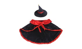 Costume da vampiro per cane in nero e rosso, resistente, leggero e regolabile, adatto per cani e gatti.