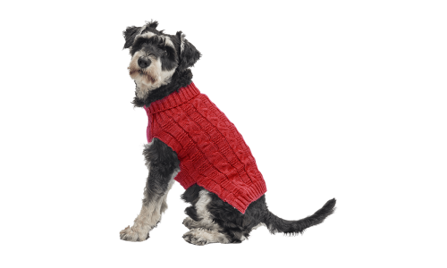 Maglione caldo in cotone rosso per cani con motivo a treccia, protezione extra, mantiene i cani al caldo in inverno.