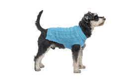 Caldo Maglione in Cotone per Cani Maglione caldo in cotone blu per cani con motivo a treccia, protezione extra, lavabile a mano e in lavatrice.