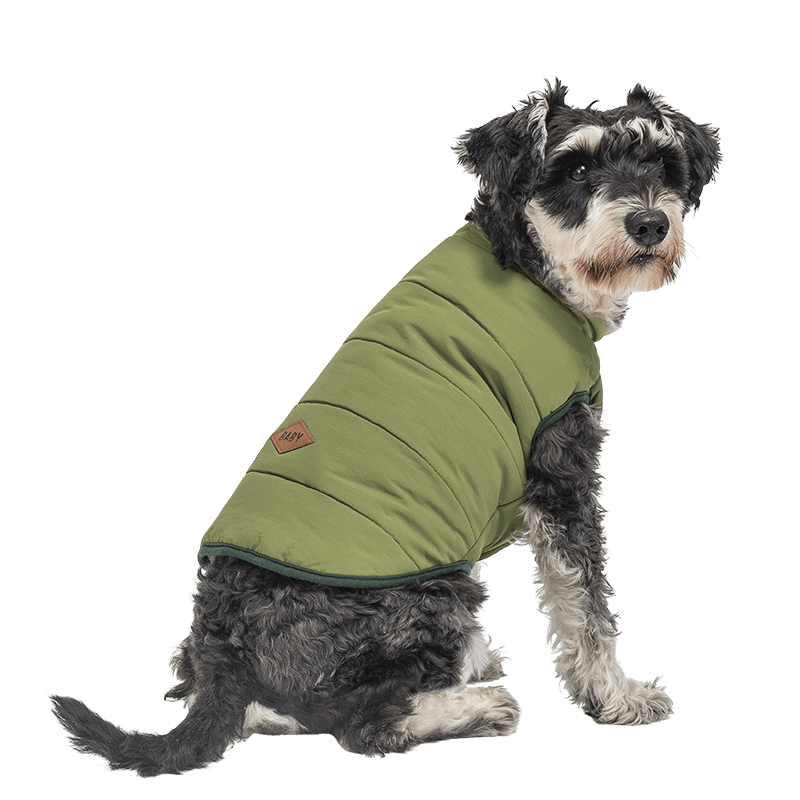 Gilet Invernale Antivento per Cani Gilet invernale antivento verde per cani, vestibilità comoda, progettato per calore e protezione in clima freddo.