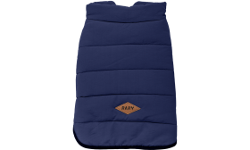 Gilet Invernale Antivento per Cani Gilet invernale antivento blu navy per cani, vestibilità comoda, in poliestere per calore e protezione in clima freddo.