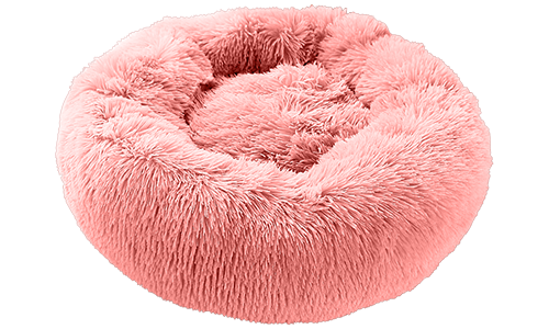 Letto per cane di lusso, forma rotonda, rosa, materiale morbido di alta qualità, per comfort e design elegante.