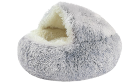 Cuccia per Animali da Compagnia Slipper Letto per animali a forma di pantofole grigio con interno soffice, materiale morbido, spazio chiuso per il riposo.