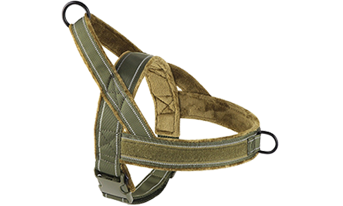 Pettorina per Cani Riflettente e Imbottita Anti-tiro Imbracatura per cane riflettente verde con imbottitura morbida e design no-pull, visibilità migliorata.