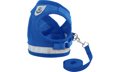 Set di Pettorina e Guinzaglio per Cani in Nylon Riflettente Gilet per cane riflettente blu con guinzaglio abbinato, leggero, con tessuto in rete traspirante per una vestibilità comoda.