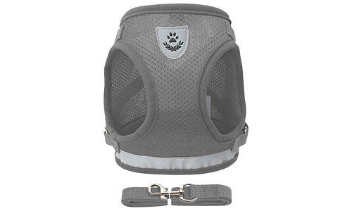 Set di Pettorina e Guinzaglio per Cani in Nylon Riflettente Gilet per cane riflettente argento con guinzaglio abbinato, leggero, tessuto traspirante per una vestibilità comoda.