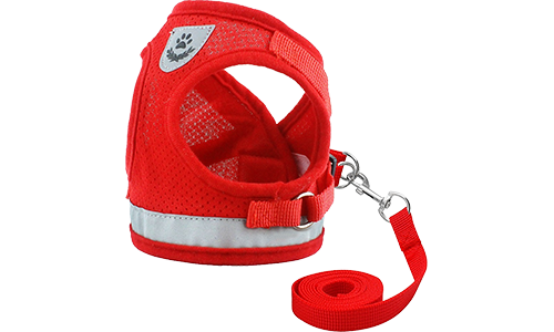 Gilet per cane riflettente rosso con guinzaglio abbinato, leggero, tessuto traspirante per una vestibilità comoda.
