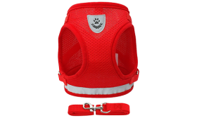 Set di Pettorina e Guinzaglio per Cani in Nylon Riflettente Gilet per cane riflettente rosso con guinzaglio abbinato, leggero, con materiale riflettente per maggiore visibilità.