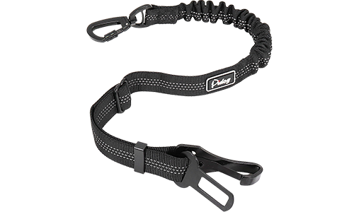 Cintura Di Sicurezza Per Cani Guinzaglio per cane riflettente nero per auto, lunghezza 55 - 65 cm, cinturino regolabile, bungee e clip metallica.