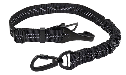Guinzaglio per cane riflettente nero per auto, lunghezza 55 - 65 cm, cinturino regolabile, clip metallica.