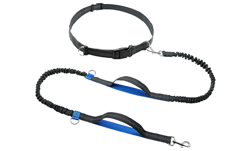 Guinzagli Mani Libere per Cani Guinzaglio retrattile blu per corsa, lunghezza 70 - 120 cm, larghezza 2,5 cm, cinturino regolabile, manici imbottiti.