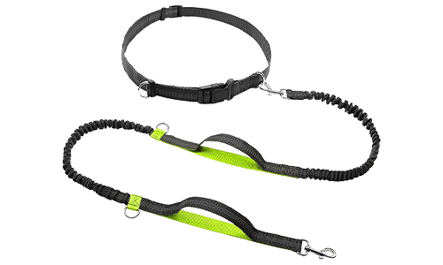 Guinzagli Mani Libere per Cani Guinzaglio retrattile verde per corsa, lunghezza 70 - 120 cm, larghezza 2,5 cm, cinturino regolabile, manici imbottiti.