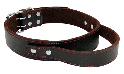 Collare Tattico di Cuoio per Cani con Impugnatura di Controllo Collare per cane in pelle marrone con manico rapido, resistente e robusto, manico rapido conveniente, vestibilità regolabile.