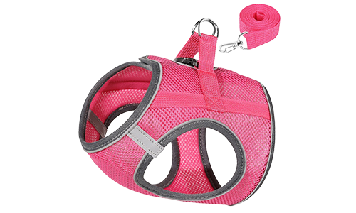 Gilet per gatto riflettente rosa con guinzaglio abbinato, regolabile e leggero, guinzaglio da 140 cm, visibilità e comfort.