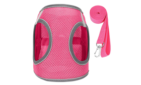 Gilet con Guinzaglio Riflettente per Gatti Gilet per gatto riflettente rosa con guinzaglio abbinato, regolabile e leggero, guinzaglio da 140 cm, versatile e pratico.