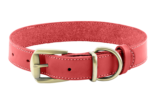 Collare per cane in pelle genuina rossa di lusso, durevole e resistente, materiale di alta qualità, con fibbia.