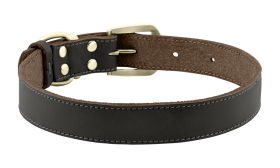 Collare per cane in pelle genuina marrone di lusso, durevole e resistente, materiale di alta qualità, con fibbia.