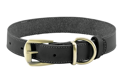 Collare per cane in pelle genuina nera di lusso, durevole e resistente, materiale di alta qualità, con fibbia.