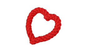 Set di Giochi per Cani in Corda - 4 pezzi Set di 4 giocattoli per cani in corda rossi e bianchi, anello, bastoncino, cuore e osso, in materiale cotone.