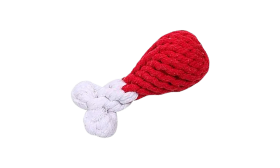 Set di Giochi per Cani in Corda - 4 pezzi Set di 4 giocattoli per cani in corda rossi e bianchi, anello, bastoncino, cuore e osso, lavabile in lavatrice.