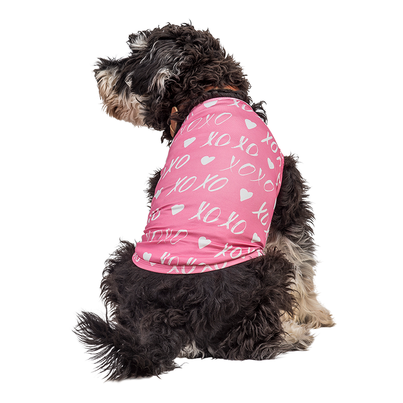 Gilet per Cani per il Vestito di San Valentino Cane con gilet rosa a tema San Valentino, cuore bianco e 'XOXO', un outfit festivo e stiloso per il tuo cucciolo.