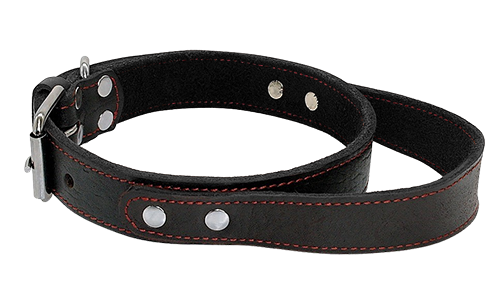 Collare Tattico di Cuoio per Cani con Impugnatura di Controllo Collare per cane in pelle nera con manico rapido, resistente e robusto, con fibbia metallica regolabile.