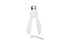 Tagliaunghie LED bianco per cani con luce integrata per precisione, lima nascosta, design sicuro e ergonomico.