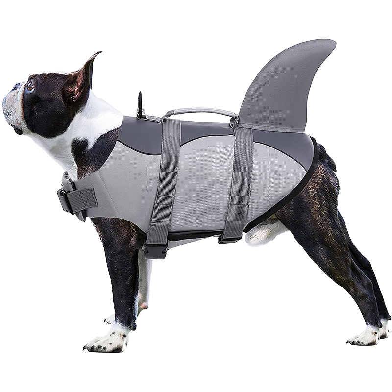 Simpatico Giubbotto Salvagente per Cani Giubbotto salvagente per cane a tema squalo con cinturini sicuri, per sicurezza e galleggiamento.