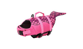 Simpatico Giubbotto Salvagente per Cani Giubbotto salvagente per cane a tema sirena in rosa con scaglie, regolabile.
