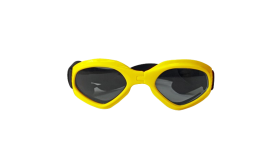 Occhiali da sole per cane gialli con protezione UV, lenti scure per protezione occhi e look elegante. Per avventure.