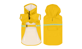 Impermeabile per Cani Antipioggia con Striscia Riflettente Shiba Inu in impermeabile giallo con strisce riflettenti, facili cinturini, con tasca di stoccaggio.