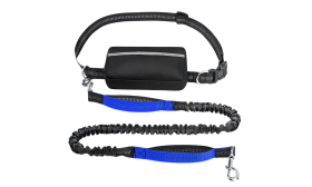 Guinzaglio per Cani a Mani Libere con Cintura in Vita Regolabile e Custodia Guinzaglio per cane hands-free blu con cintura regolabile e tasca, estensibile da 27 a 48 pollici, per corse sicure.