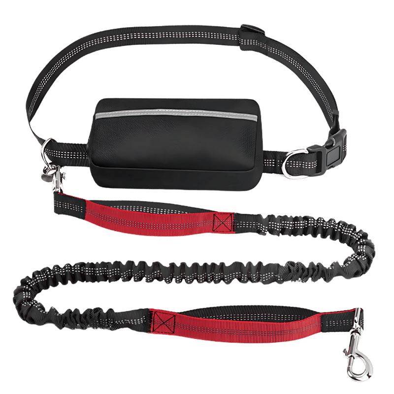 Guinzaglio per Cani a Mani Libere con Cintura in Vita Regolabile e Custodia Guinzaglio per cane hands-free rosso con cintura regolabile e tasca, estensibile da 27 a 48 pollici, per corse sicure.