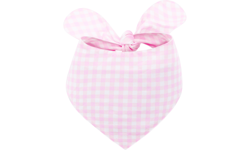Bandana per cane a quadretti rosa e bianchi con nodo, facile da lavare, in tessuto di cotone leggero al 100%.
