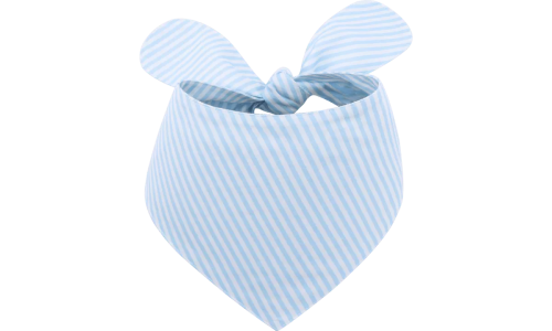Bandana per cane personalizzata a righe azzurre e bianche con nodo, personalizzabile con nome ricamato.