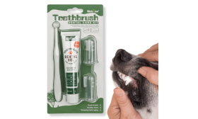 Set Completo per la Cura Orale del Cane: spazzolino da denti, 2 spazzolini da dito e dentifricio alla vaniglia Set Completo per la Cura Orale del Cane: spazzolino da denti, 2 spazzolini da dito e dentifricio alla vaniglia