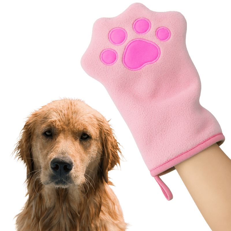 Guanto in Microfibra Asciugamano per Cani e Gatti – Morbido Guanto Asciugante in Coral Fleece
