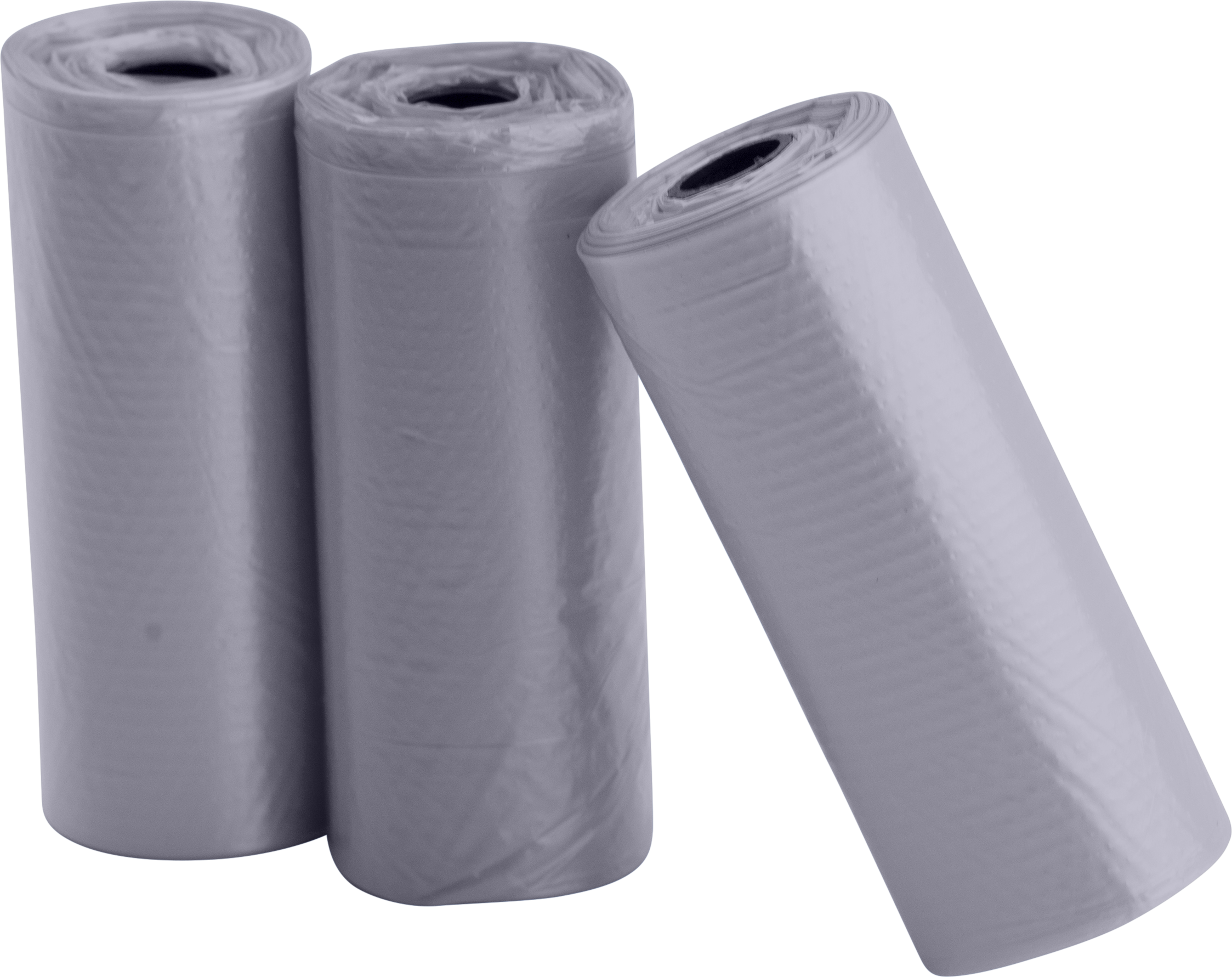 Bustine Bisogni per Cani Tre rotoli da 15 sacchetti grigi per escrementi cane, resistenti e impermeabili, ideali per passeggiate pulite e facili.